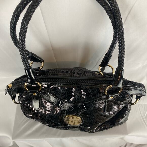 Scale Shoulder Bag Hot in Hollywood Purple Snakeskin Print with Side Ring Cinch - Picture 3 of 8